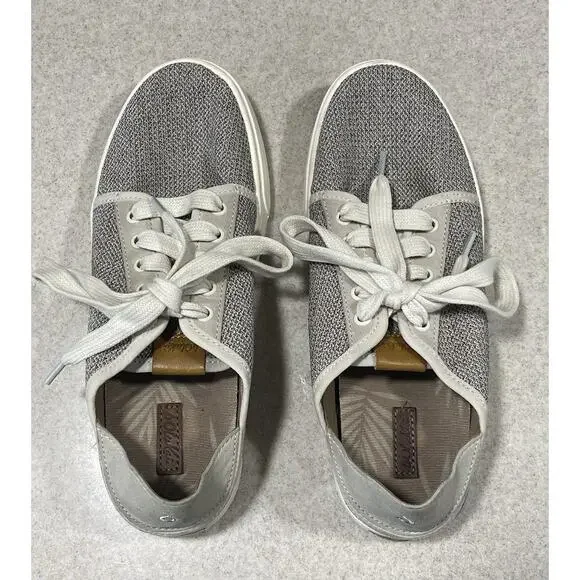 OluKai Women's Pehuea Li Shoe Size 7 Lace Up Sneaker Convertible Gray Tapa Mesh - Picture 4 of 11